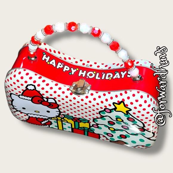Sanrio Hello Kitty Christmas Metal Tin with Handle – Festive Holiday Design - Picture 3 of 11